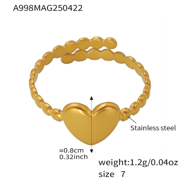 Wholesale Women's 316L Stainless Steel Geometric Fashion Ring With 18K Real Gold Electroplating