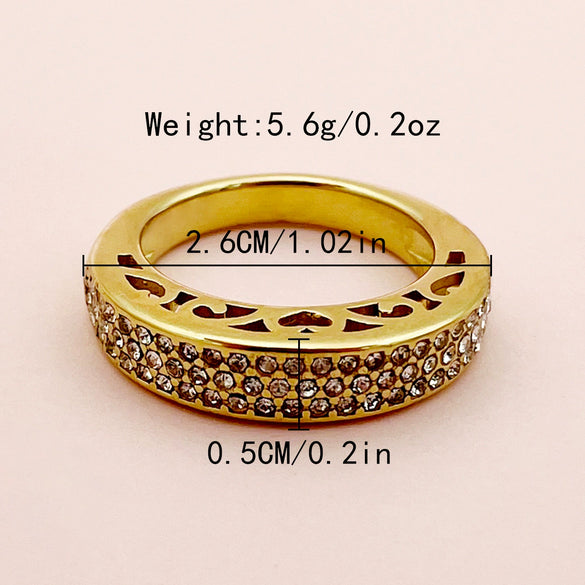 Wholesale Women's Stainless Steel Geometric Fashionable Electroplated Zircon Ring