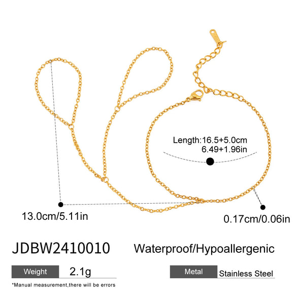 Wholesale Women's Stainless Steel Geometric Finger Bracelet And Necklace With Electroplating