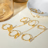 Wholesale Women's Stainless Steel Geometric Fingertip Ring Jewelry Set With Electroplating