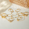 Wholesale Women's Stainless Steel Geometric Fingertip Ring Jewelry Set With Electroplating