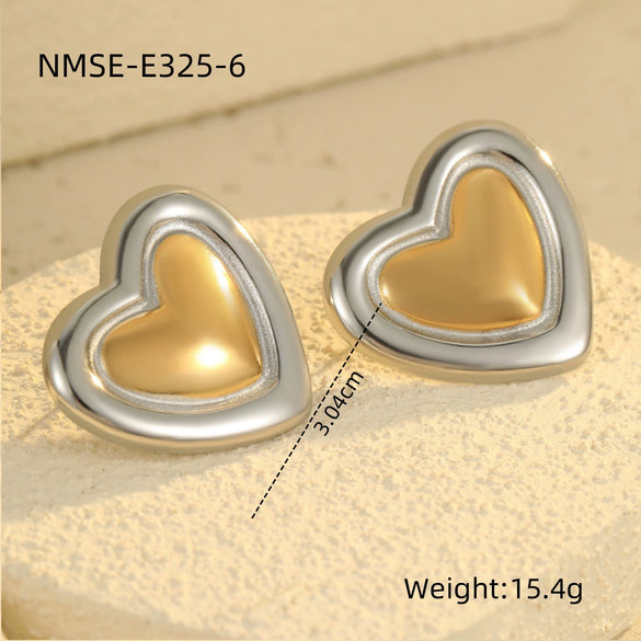 Wholesale Women's Stainless Steel Geometric Fivepointed Star Love Earrings Electroplated Light Luxury Nonfading