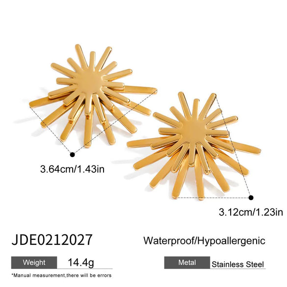 Wholesale Women's Stainless Steel Geometric Flower Exaggerated Smooth Electroplated Earrings