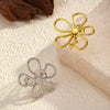 Wholesale Women's Stainless Steel Geometric Flower Hollow Open Ring With Polished Electroplating