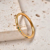 Wholesale Women's Stainless Steel Geometric Fourclaw Zircon Ring 18K Gold Plated Fashion Style