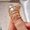 Wholesale Women's Stainless Steel Geometric Fourclaw Zircon Ring 18K Gold Plated Fashion Style