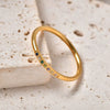 Wholesale Women's Stainless Steel Geometric Fourclaw Zircon Ring 18K Gold Plated Fashion Style