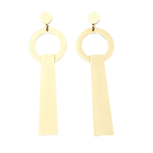 Wholesale Women's Stainless Steel Geometric French Retro Style Electroplated Ring And T Pendant Earrings