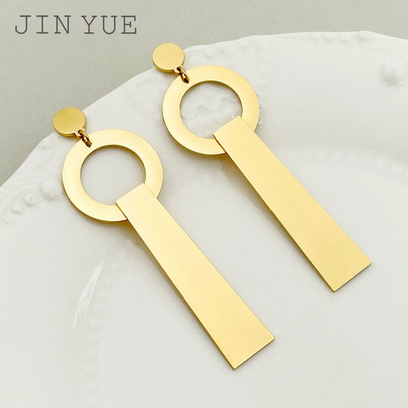 Wholesale Women's Stainless Steel Geometric French Retro Style Electroplated Ring And T Pendant Earrings