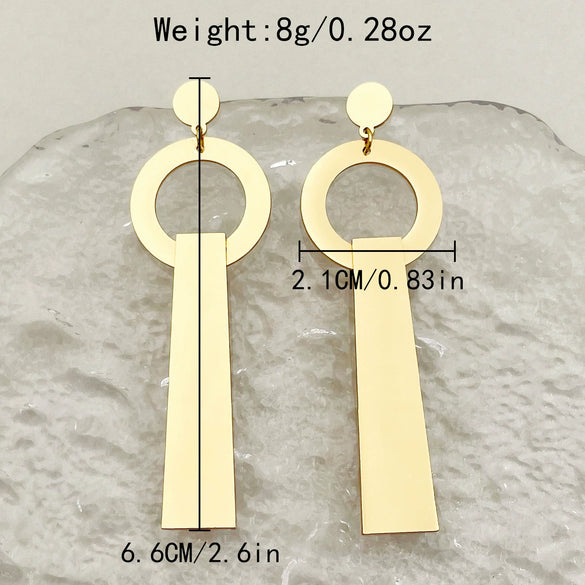 Wholesale Women's Stainless Steel Geometric French Retro Style Electroplated Ring And T Pendant Earrings