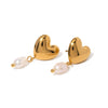 Wholesale Women's Stainless Steel Geometric Freshwater Pearl Earrings With Electroplating Treatment