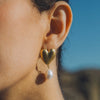 Wholesale Women's Stainless Steel Geometric Freshwater Pearl Earrings With Electroplating Treatment