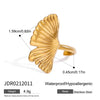 Wholesale Women's Stainless Steel Geometric Ginkgo Leaf And Triangle Ring With Electroplating