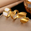 Wholesale Women's Stainless Steel Geometric Goldplated Ring Light Luxury Nonfading