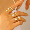 Wholesale Women's Stainless Steel Geometric Goldplated Ring Light Luxury Nonfading