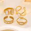 Wholesale Women's Stainless Steel Geometric Goldplated Ring Light Luxury Nonfading