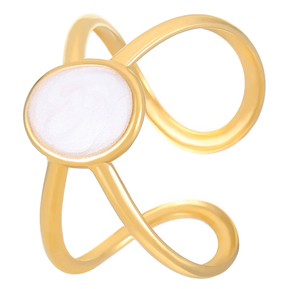 Wholesale Women's Stainless Steel Geometric Goldplated Ring Light Luxury Nonfading