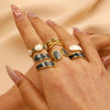 Wholesale Women's Stainless Steel Geometric Goldplated Ring Light Luxury Nonfading