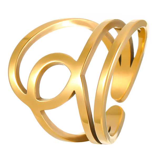 Wholesale Women's Stainless Steel Geometric Goldplated Ring Light Luxury Nonfading