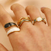 Wholesale Women's Stainless Steel Geometric Goldplated Ring Light Luxury Nonfading