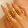 Wholesale Women's Stainless Steel Geometric Goldplated Ring Light Luxury Nonfading