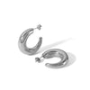 Wholesale Women's Stainless Steel Geometric Half Ring Earrings With Electroplating