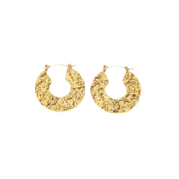 Wholesale Women's Stainless Steel Geometric Hammer Earrings With 18K Gold Electroplating