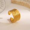 Wholesale Women's Stainless Steel Geometric Hammer Pattern Open Wide Finger Ring With Electroplating