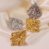 Wholesale Women's Stainless Steel Geometric Hammered Polished Exaggerated Earrings