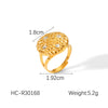 Wholesale Women's Stainless Steel Geometric Hammering Pattern Ring With Electroplating