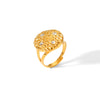 Wholesale Women's Stainless Steel Geometric Hammering Pattern Ring With Electroplating