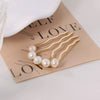 Wholesale Women's Stainless Steel Geometric Handmade Ushaped Pearl Hairpin