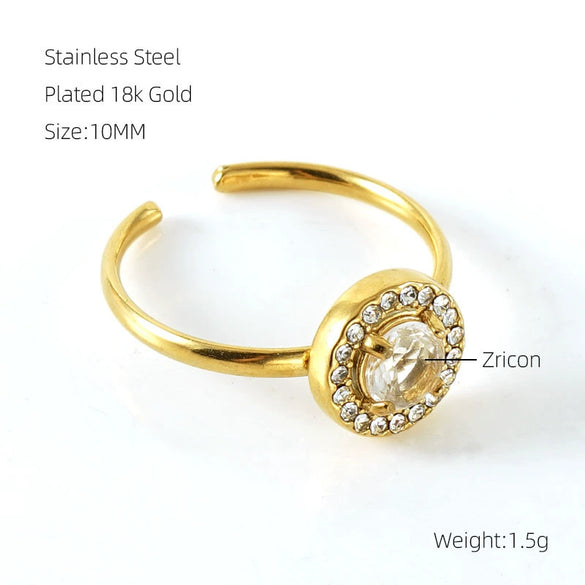 Wholesale Women's Stainless Steel Geometric Heart Drop Shape Electroplated Zircon Ring