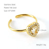 Wholesale Women's Stainless Steel Geometric Heart Drop Shape Electroplated Zircon Ring