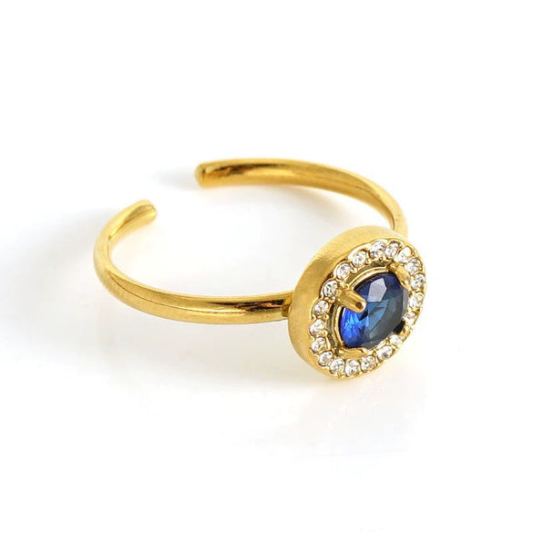 Wholesale Women's Stainless Steel Geometric Heart Drop Shape Electroplated Zircon Ring