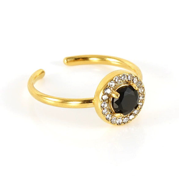 Wholesale Women's Stainless Steel Geometric Heart Drop Shape Electroplated Zircon Ring
