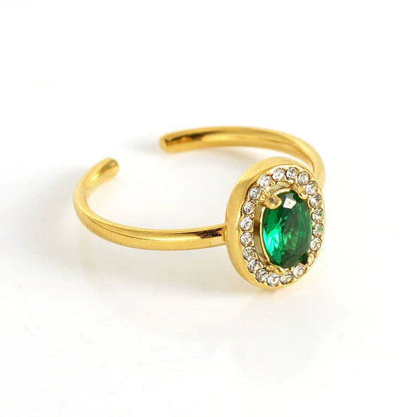 Wholesale Women's Stainless Steel Geometric Heart Drop Shape Electroplated Zircon Ring