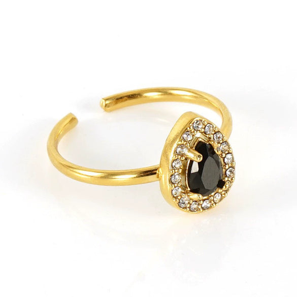 Wholesale Women's Stainless Steel Geometric Heart Drop Shape Electroplated Zircon Ring