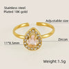 Wholesale Women's Stainless Steel Geometric Heart Drop Shape Electroplated Zircon Ring