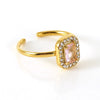 Wholesale Women's Stainless Steel Geometric Heart Drop Shape Electroplated Zircon Ring