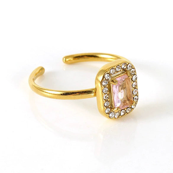 Wholesale Women's Stainless Steel Geometric Heart Drop Shape Electroplated Zircon Ring
