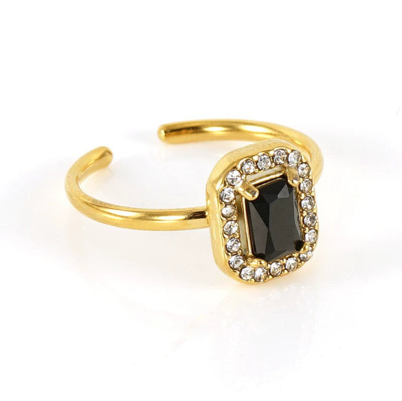 Wholesale Women's Stainless Steel Geometric Heart Drop Shape Electroplated Zircon Ring