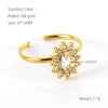Wholesale Women's Stainless Steel Geometric Heart Drop Shape Electroplated Zircon Ring