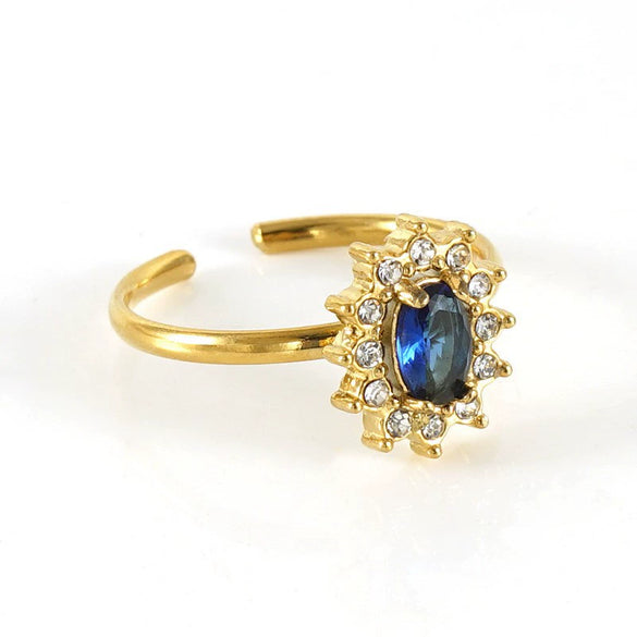 Wholesale Women's Stainless Steel Geometric Heart Drop Shape Electroplated Zircon Ring