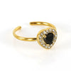 Wholesale Women's Stainless Steel Geometric Heart Drop Shape Electroplated Zircon Ring
