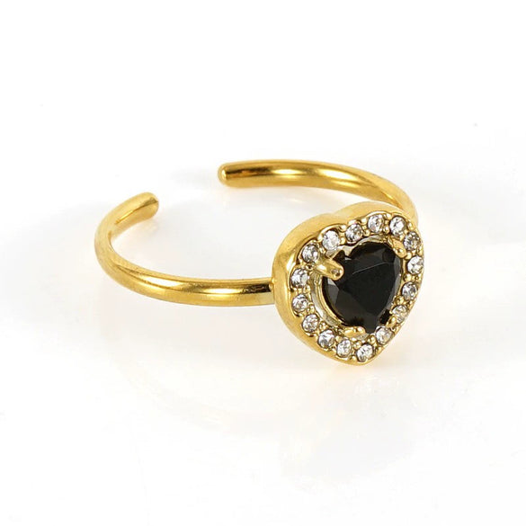 Wholesale Women's Stainless Steel Geometric Heart Drop Shape Electroplated Zircon Ring
