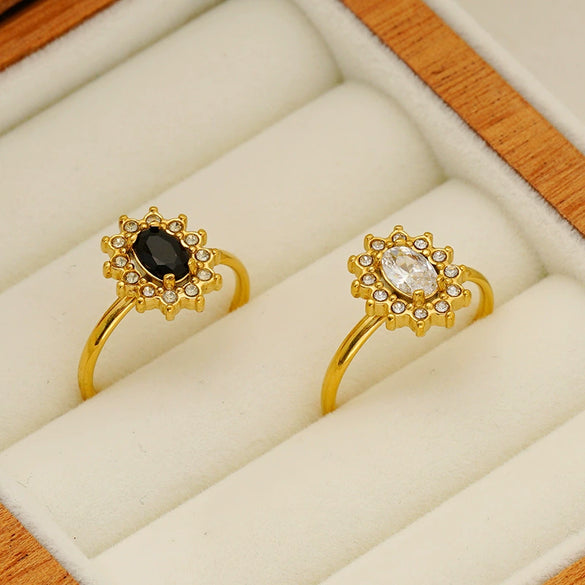 Wholesale Women's Stainless Steel Geometric Heart Drop Shape Electroplated Zircon Ring