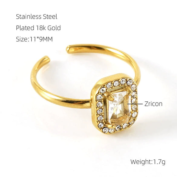 Wholesale Women's Stainless Steel Geometric Heart Drop Shape Electroplated Zircon Ring