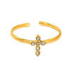 Wholesale Women's Stainless Steel Geometric Heart Shape Cross Real Gold Plated Open Ring