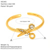 Wholesale Women's Stainless Steel Geometric Heart Shape Cross Real Gold Plated Open Ring